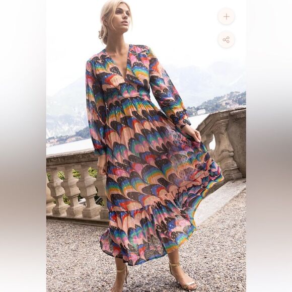 NEW Oliphant Tie Back Maxi Dress Venice Blue Large - Picture 3 of 14